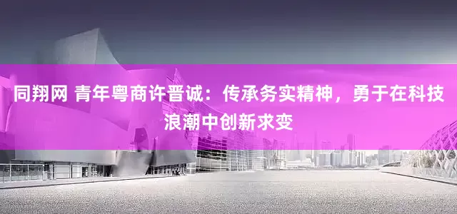 同翔网 青年粤商许晋诚：传承务实精神，勇于在科技浪潮中创新求变