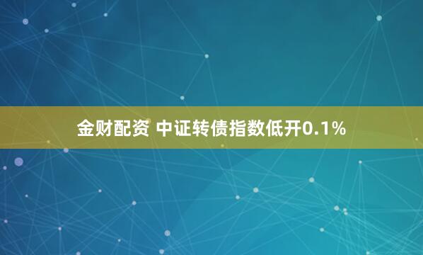 金财配资 中证转债指数低开0.1%